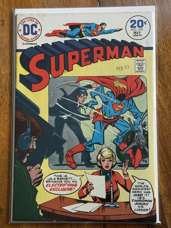 Superman #275 (DC Comics, 1974), raw comic book in FN- 5.5 condition — front cover