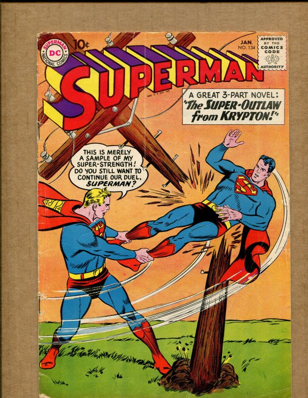 Superman #134 (DC Comics, 1960), raw comic book in 3.0 condition — front cover