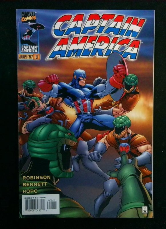Captain America #9 (Marvel Comics, 1997), raw comic book in NM condition — front cover