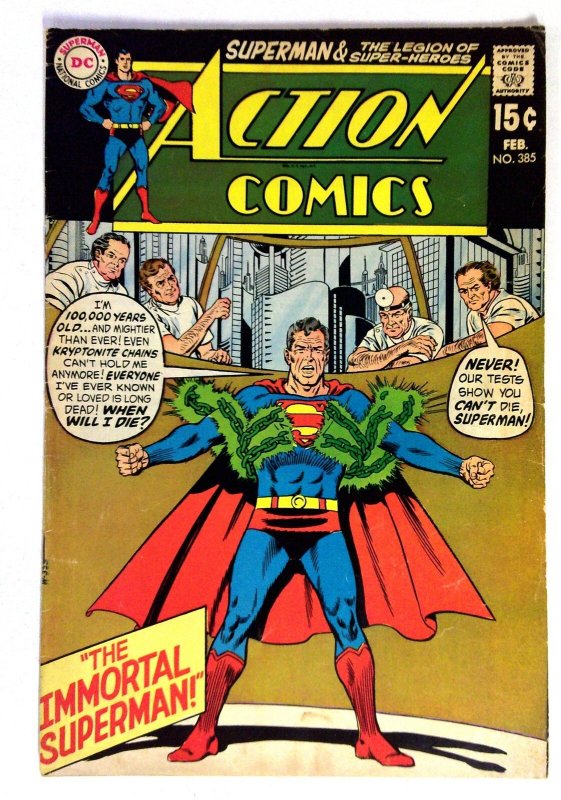 Action Comics #385 (DC Comics, 1970), raw comic book in VG condition — front cover