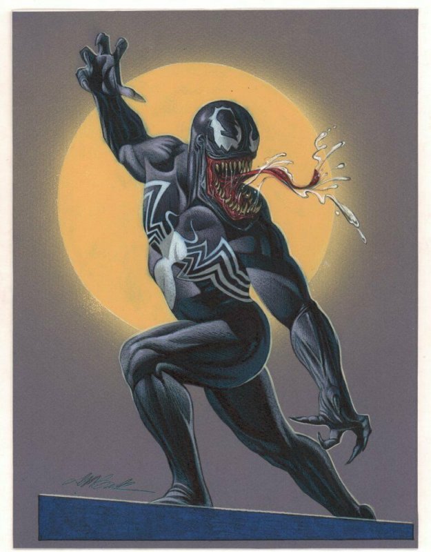 Venom Color Art Commission - Signed art by David Michael Beck, raw, ungraded comic book — front cover