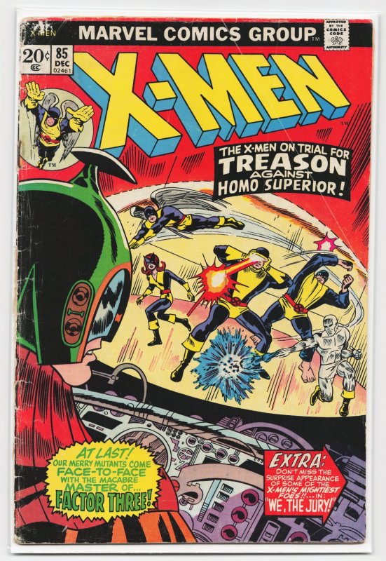 The X-Men #85 (Marvel Comics, 1973), raw, ungraded comic book — front cover