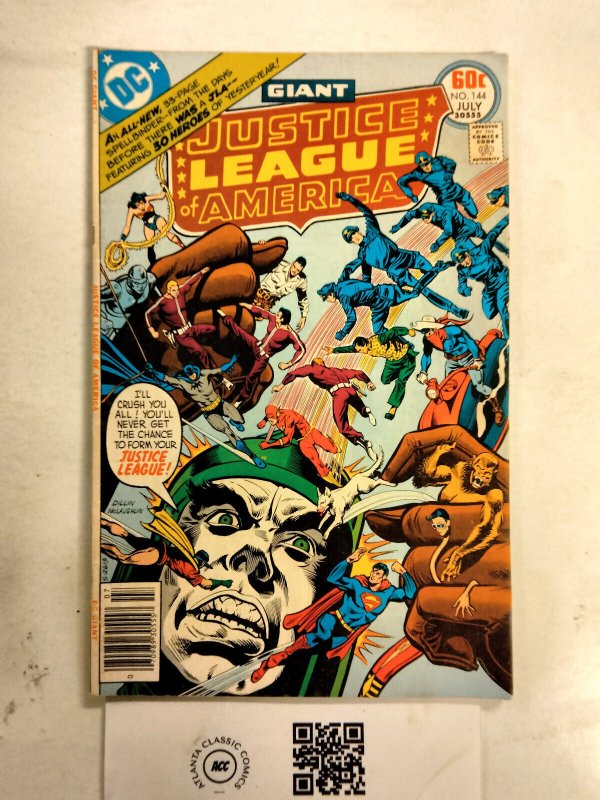 Justice League of America #144 (DC Comics, 1977), raw comic book in VF condition — front cover