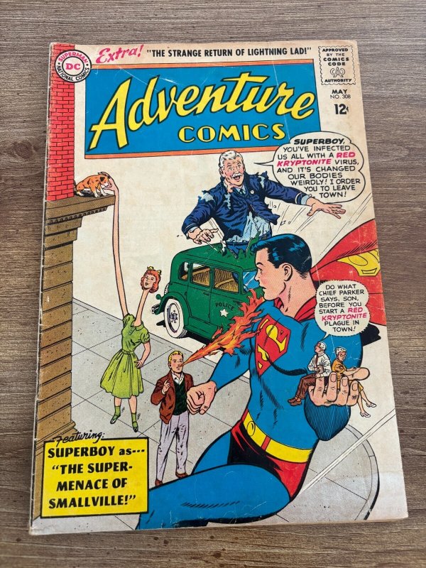 Adventure Comics #308 (DC Comics, 1963), raw comic book in VG- condition — front cover