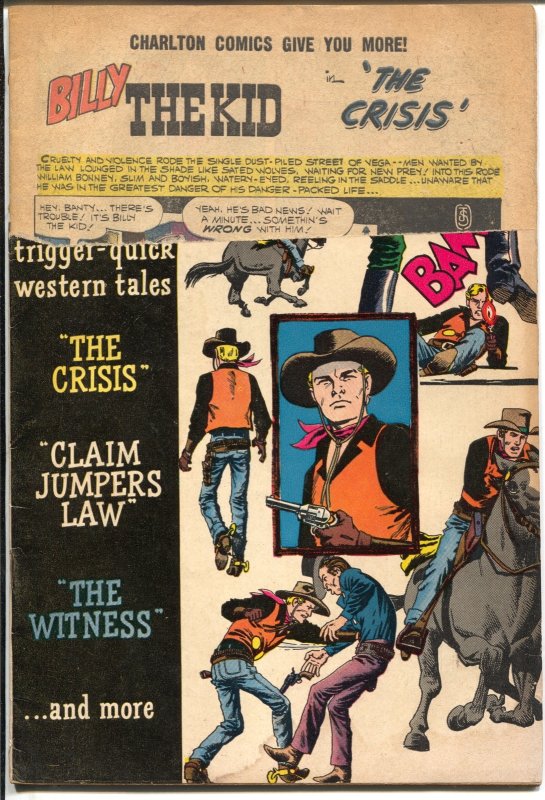 Billy the Kid #22 (Charlton Comics, 1960), raw, ungraded comic book — front cover