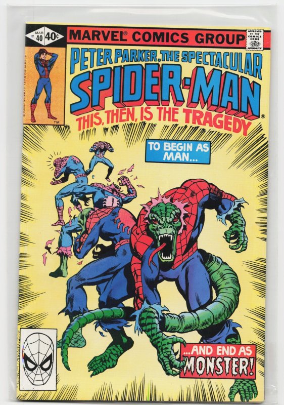 The Spectacular Spider-Man #40 (Marvel Comics, 1980), raw, ungraded comic book — front cover