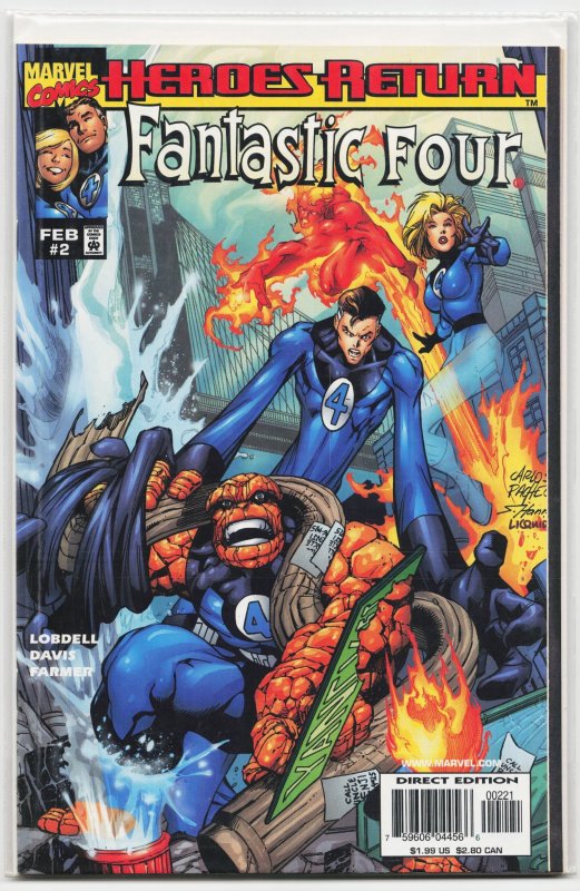 Fantastic Four #2 (Marvel Comics, 1998), raw, ungraded comic book — front cover