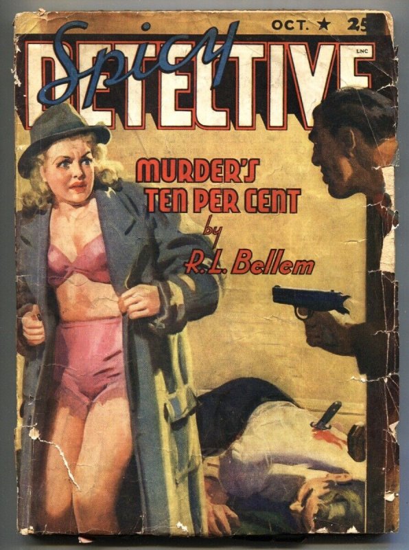 Pulp: Spicy Detective Stories Oct 1941-Lingerie Cover-Rare Pulp MAG (1941), raw, ungraded comic book — front cover
