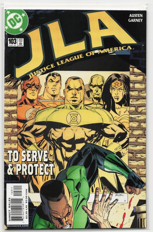 JLA #103 (DC Comics, 2004), raw, ungraded comic book — front cover