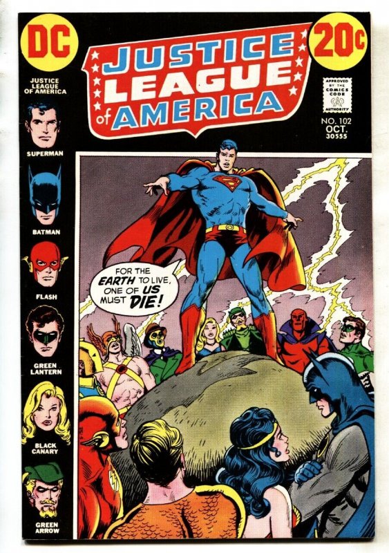 Justice League of America #102 (DC Comics), raw comic book in VF/NM condition — front cover