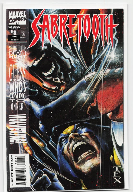 Sabretooth #3 (1993), raw, ungraded comic book — front cover