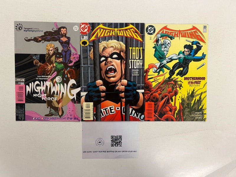 3 Nightwing DC Comic Books #1, raw, ungraded comic book — front cover