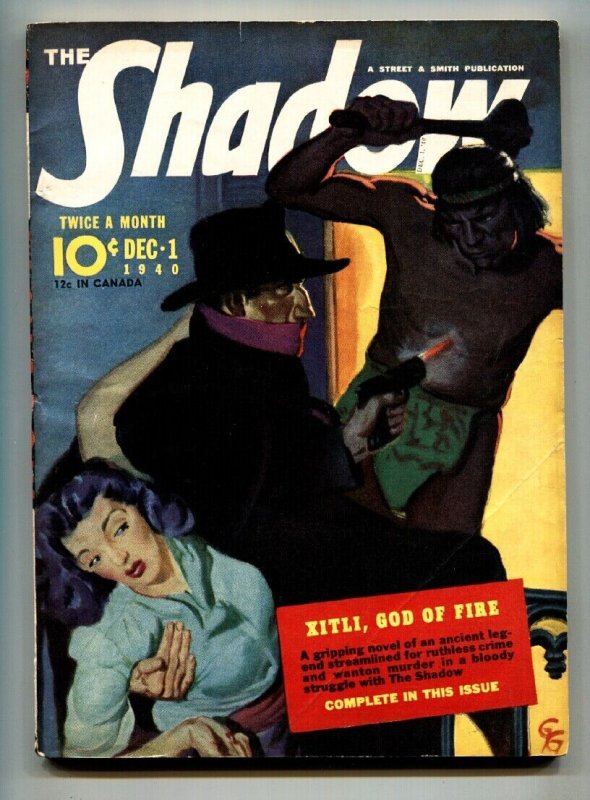 Pulp: Shadow 1940 Dec 1-Xitli, GOD OF Fire- Street AND Smith-Rare Pulp Fn+ (1940), raw, ungraded comic book — front cover