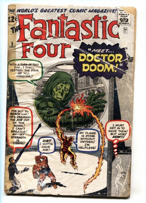 Fantastic Four #5 (Marvel Comics, 1964), raw, ungraded comic book — front cover