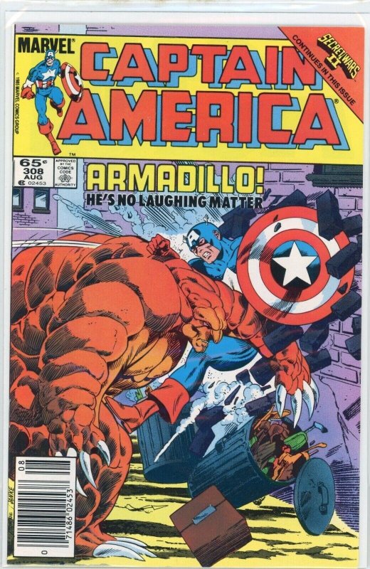 Captain America #308 (Marvel Comics, 1985), raw comic book in NM- 9.2 condition — front cover