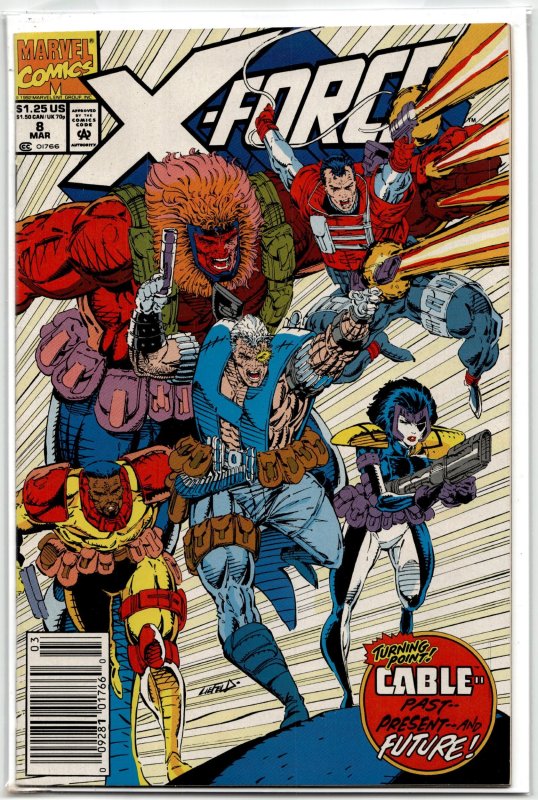 X-Force #8 (Marvel Comics, 1992), raw, ungraded comic book — front cover