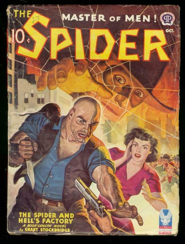 The Spider Oct 1943 Hells Factory Stockbridge Hero Pulp VG (1943), raw comic book in VG condition — front cover
