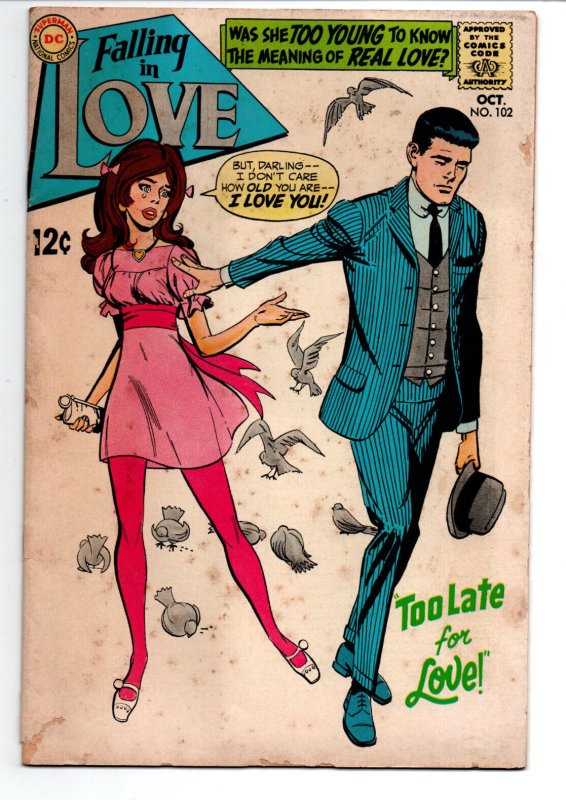 Falling in Love #102 (DC Comics, 1968), raw comic book in GD/VG condition — front cover
