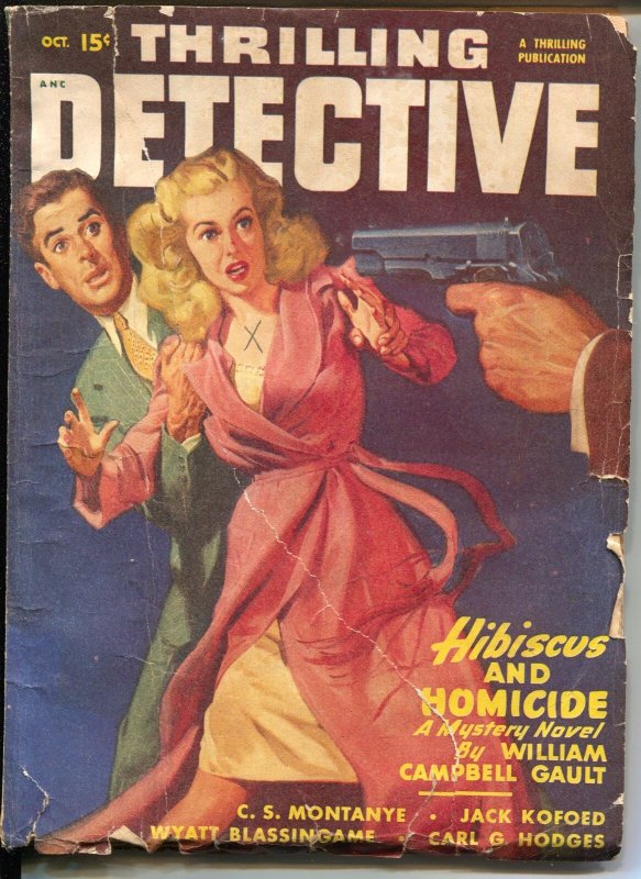 Thrilling Detective 10/1947-pulp Fiction-Blassingame-Gault-Good Girl Art-G/VG, raw comic book in VG condition — front cover