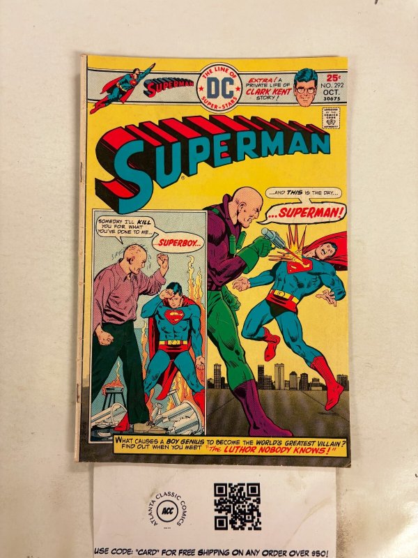 Superman #292 (DC Comics, 1975), raw comic book in FN condition — front cover