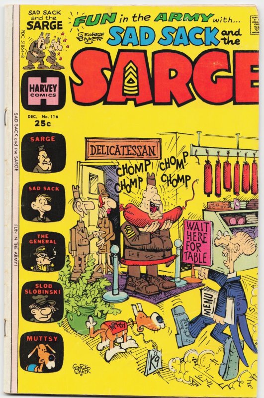 Sad Sack and the Sarge #116 (Harvey Comics, 1975), raw, ungraded comic book — front cover