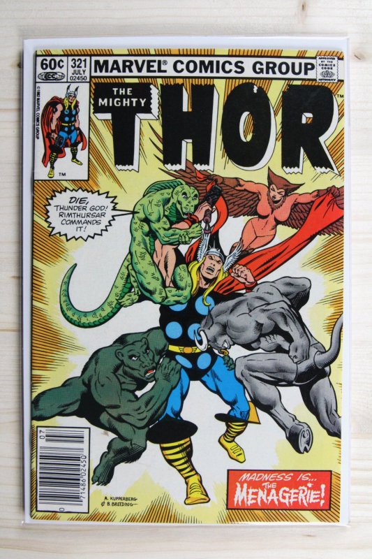 Thor #321 (Marvel Comics, 1982), raw comic book in VF/NM 9.0 condition — front cover