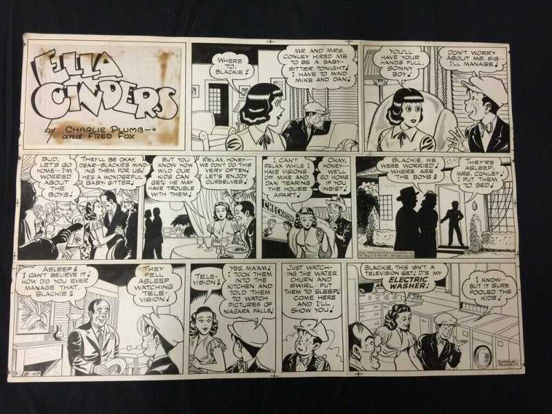 Ella Cinders Sunday Newspaper Original Comic Strip Art September #18 (1949), raw, ungraded comic book — front cover