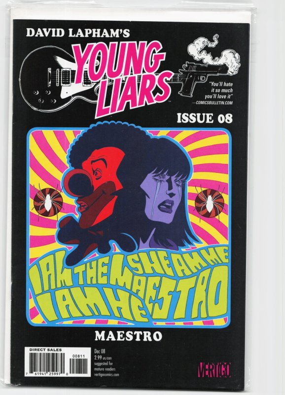 Young Liars #8 (Vertigo, 2008), raw, ungraded comic book — front cover