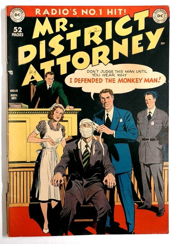 Mr. District Attorney #12-1949-bizarre Monkey Man Issue-Golden Age Crime Fine-, raw, ungraded comic book — front cover