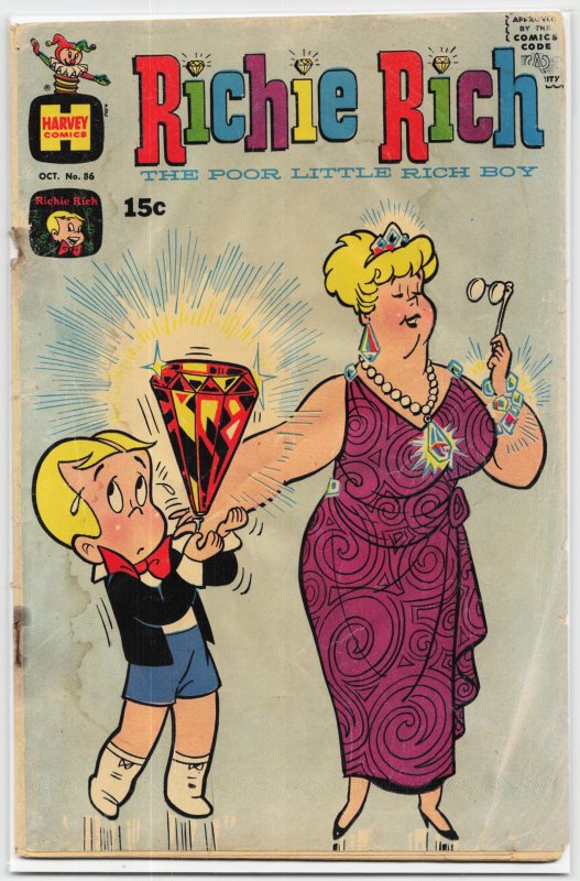 Richie Rich #86 (Harvey Comics, 1969), raw, ungraded comic book — front cover