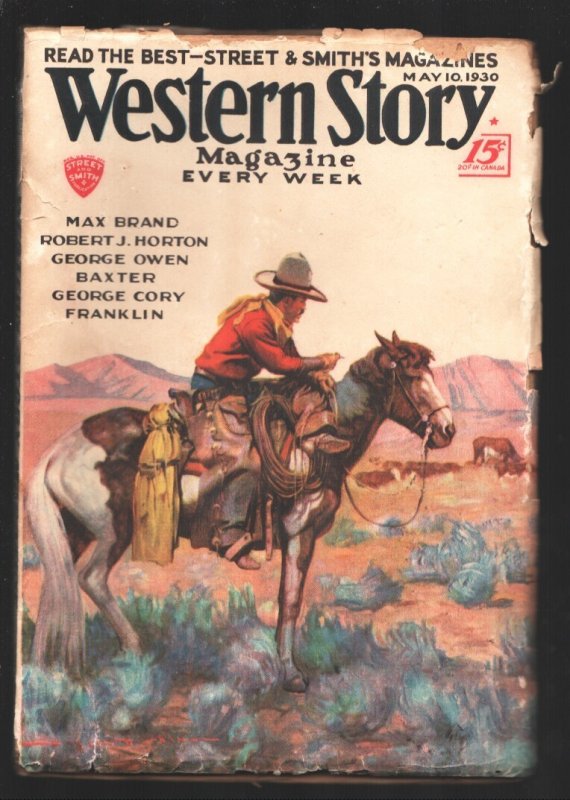 Western Story 5/10/1930-Classic Cowboy Cover-Pulp Fiction by Max Brand-George Ow, raw, ungraded comic book — front cover