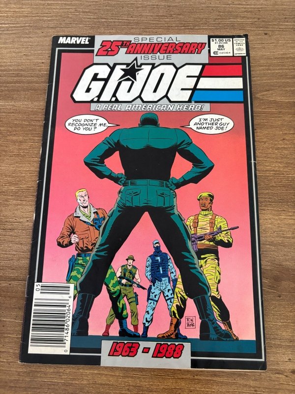 G.I. Joe #86 (Marvel Comics), raw comic book in FN condition — front cover
