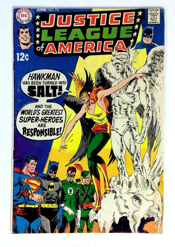 Justice League of America #72 (DC Comics, 1969), raw comic book in VG condition — front cover