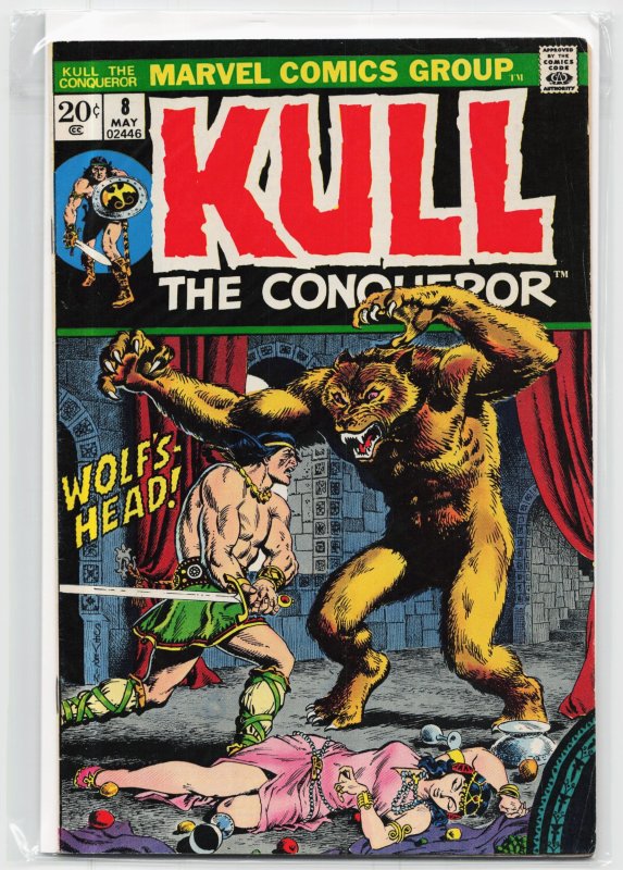 Kull, the Conqueror #8 (Marvel Comics, 1973), raw, ungraded comic book — front cover