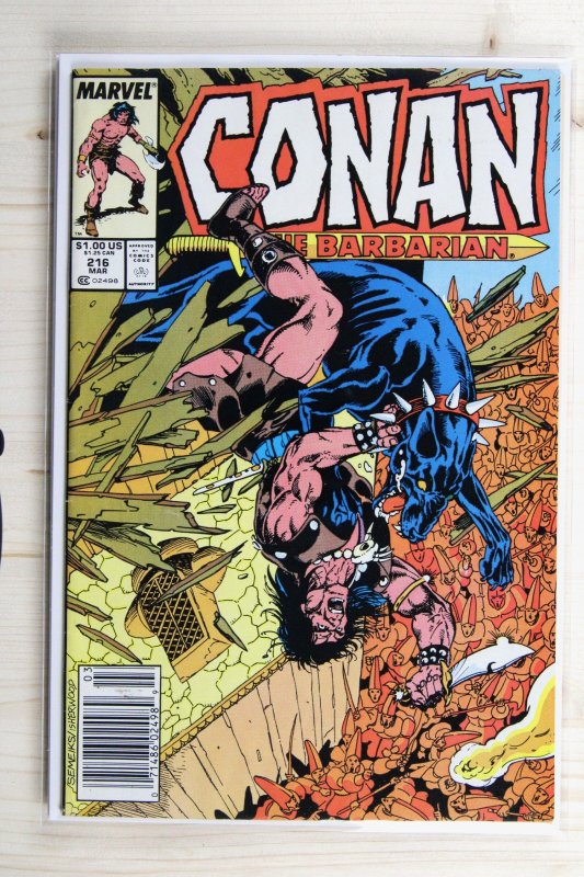 Conan the Barbarian #216 (Marvel Comics, 1989), raw comic book in VF+ 8.5 condition — front cover