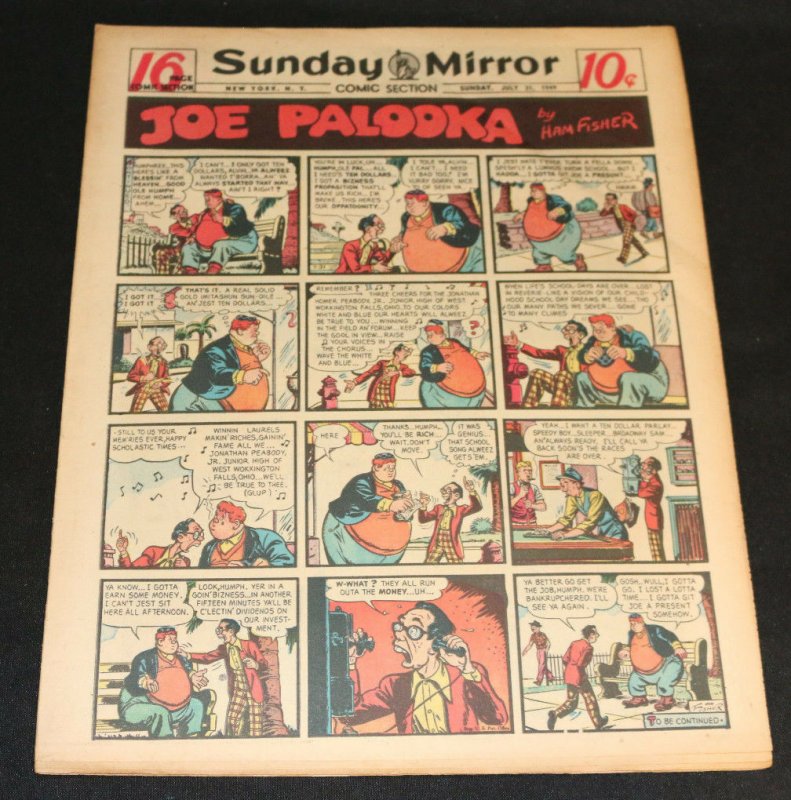 1949 Sunday Mirror Weekly Comic Section July 31st (VF) Superman Lil Abner Killer (1949), raw comic book in VF condition — front cover