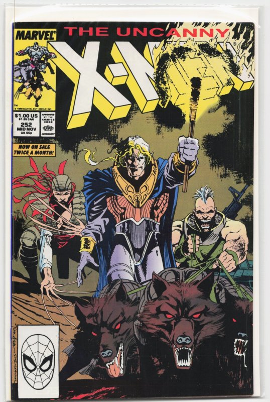 The Uncanny X-Men #252 (Marvel Comics, 1989), raw, ungraded comic book — front cover