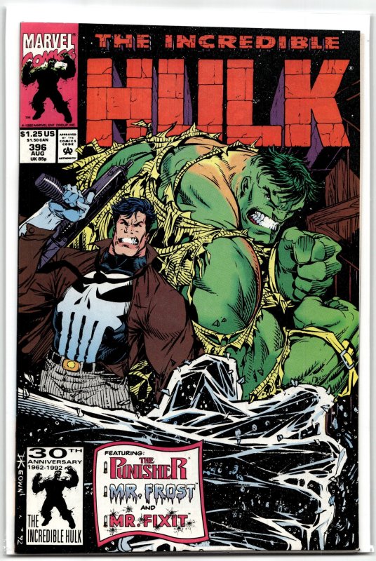 The Incredible Hulk #396 (Marvel Comics, 1992), raw, ungraded comic book — front cover