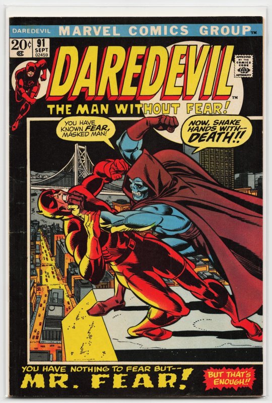 Daredevil #91 (Marvel Comics, 1972), raw, ungraded comic book — front cover