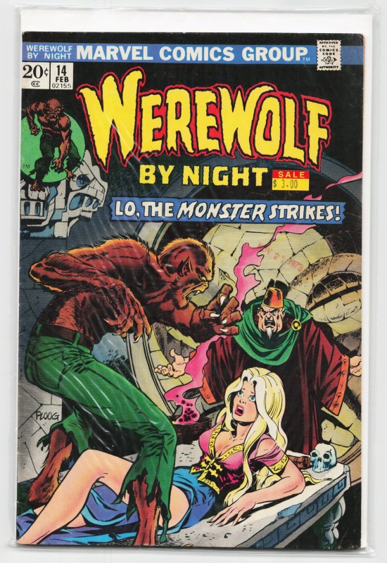 Werewolf by Night #14 (Marvel Comics, 1974), raw, ungraded comic book — front cover
