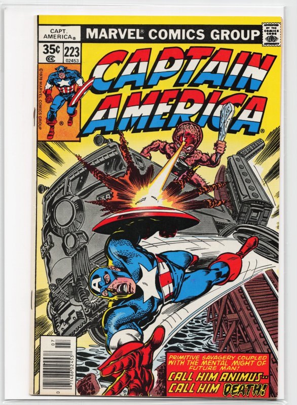 Captain America #223 (Marvel Comics, 1978), raw, ungraded comic book — front cover