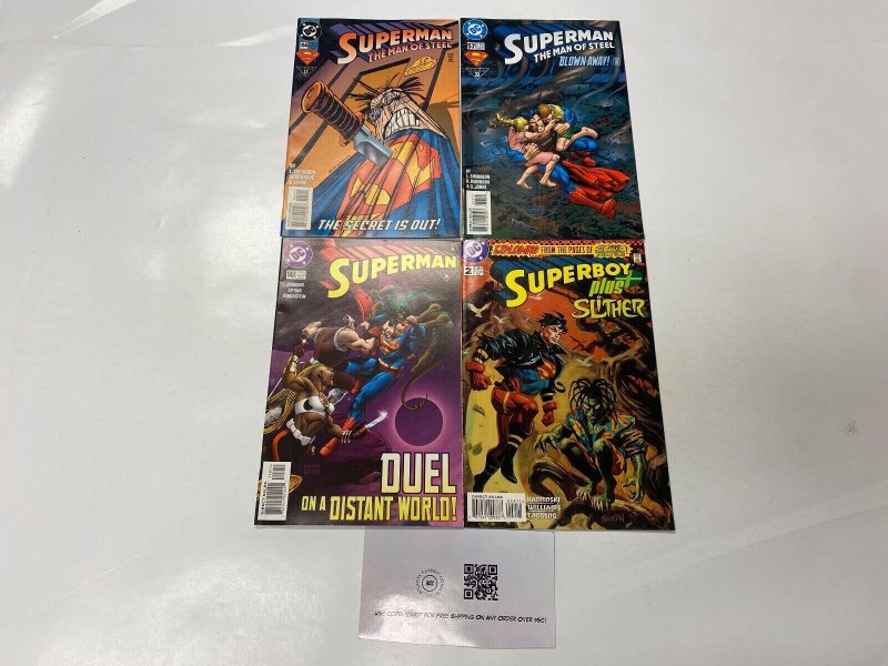 4 DC Comic Books Superman Man Steel #44 57 Superman #148 Superboy #2 78 K17, raw, ungraded comic book — front cover