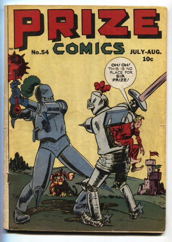 Prize Comics #54 (Prize Comics, 1945), raw comic book in VG+ condition — front cover