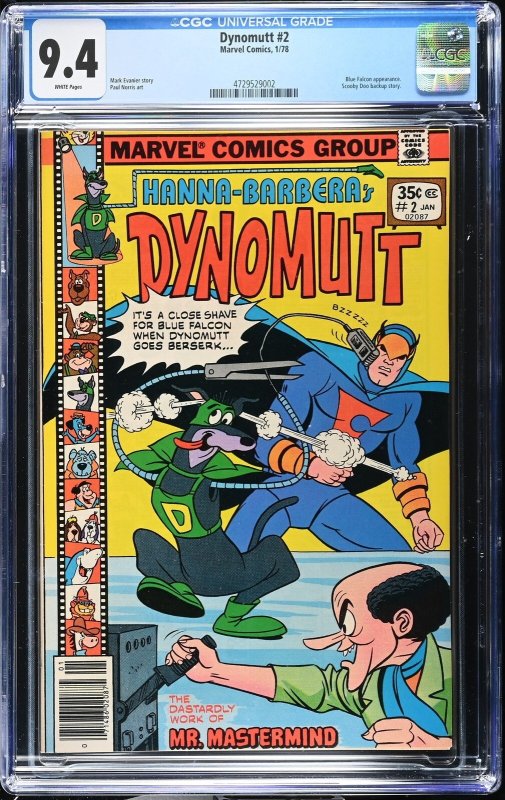 Dynomutt #2 (1978), CGC 9.4 graded comic book, Universal Blue label — front cover in its holder