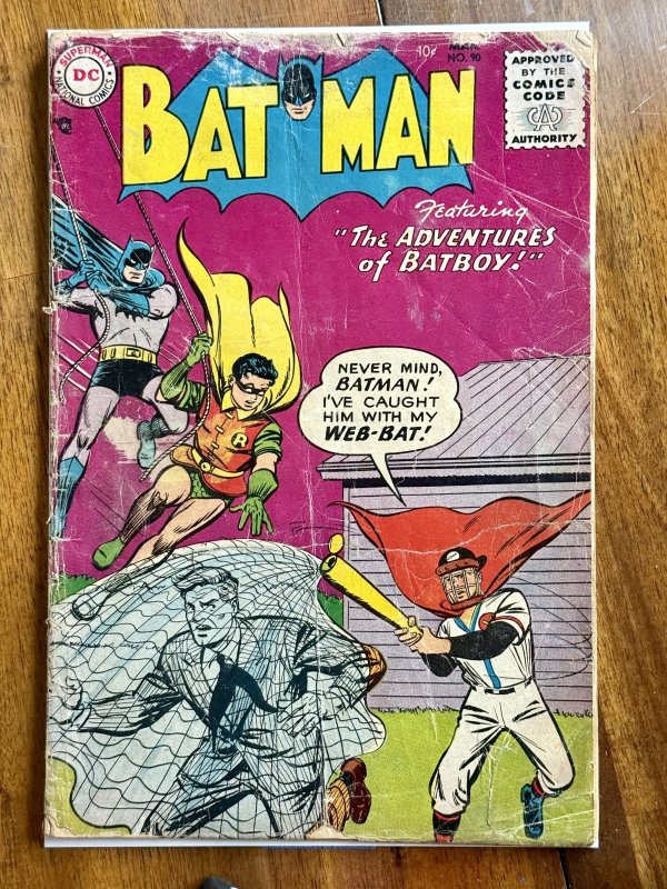 Batman #90 (DC Comics, 1955), raw comic book in GD 2.0 condition — front cover