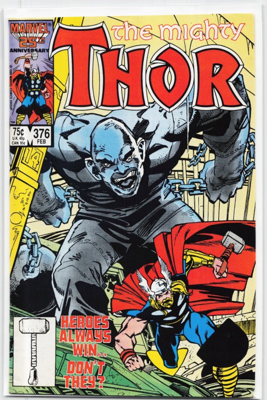 Thor #376 (Marvel Comics, 1987), raw, ungraded comic book — front cover