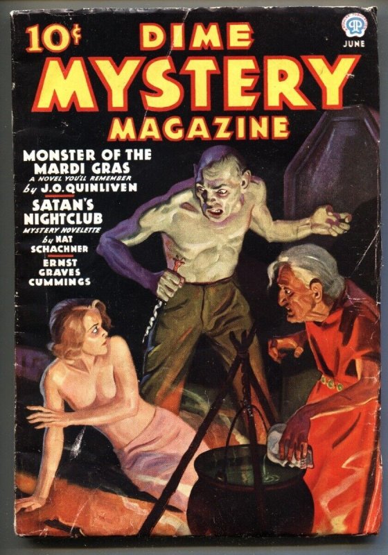 Pulp: Dime Mystery Pulp 6/1936- Monster OF THE Mardi Gras fn-, raw, ungraded comic book — front cover