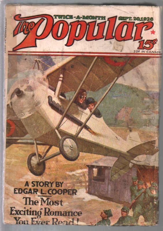 Pulp: Popular 9/20/1928-Jerome Rozencover-adventure & Mystery Pulp-VG, raw comic book in VG condition — front cover