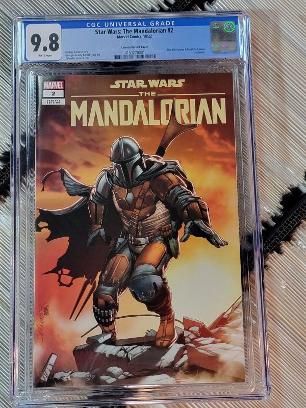 Star Wars the Mandalorian #2 (Marvel Comics, 2022), CGC 9.8 graded comic book, Universal Blue label — front cover in its holder