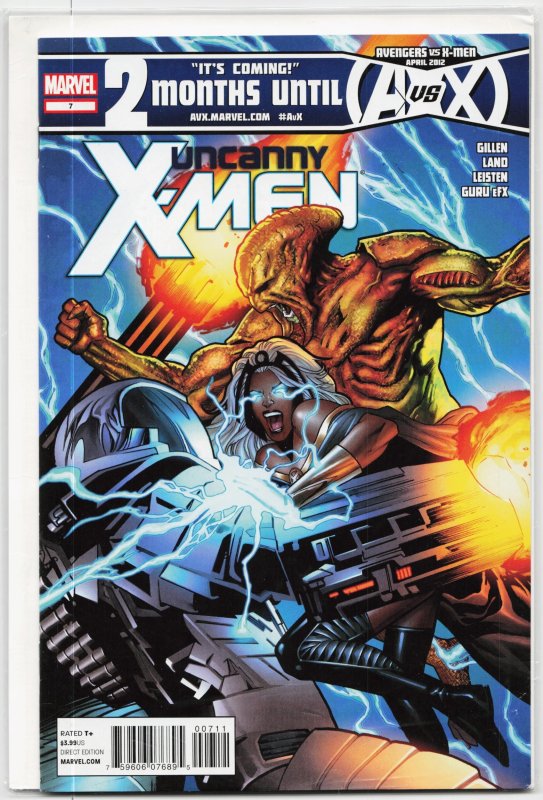 Uncanny X-Men #7 (Marvel Comics, 2012), raw, ungraded comic book — front cover